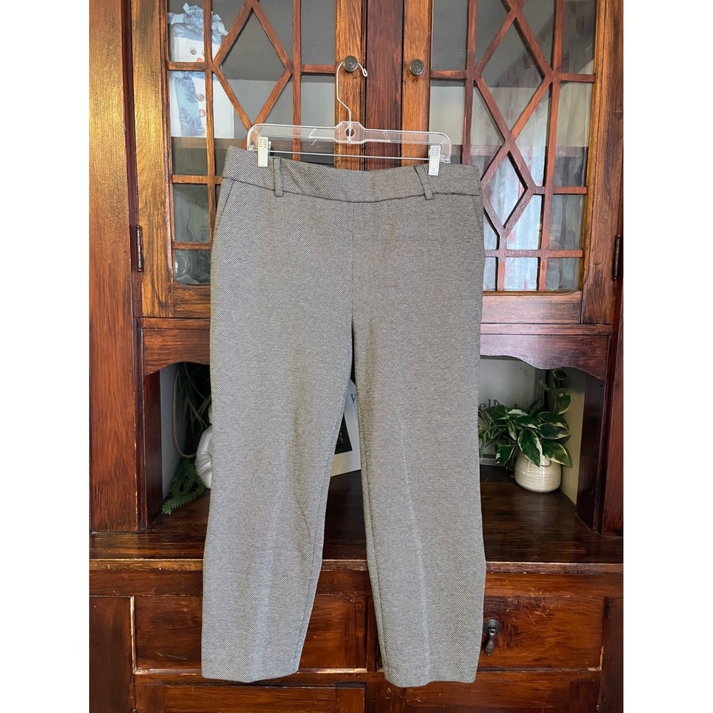 THE FOLD London Women US 12 Grey Herringbone Cropped Trouser Pants‎